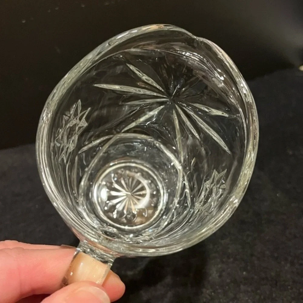 Vintage Anchor Hocking Prescut Clear Star of David pattern creamer pitcher